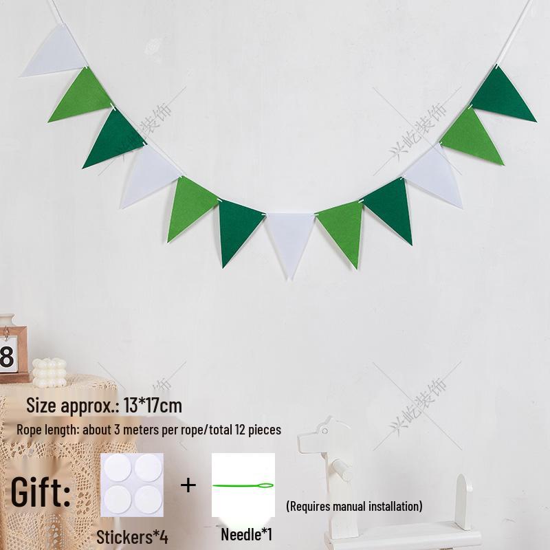 Yellow-Green Felt Pennant Bunting for Kids' Birthday or Kindergarten Decor