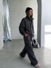 Hot Sale Minimalist Casual Suit Loose Stand-Up Neck Zipper Jacket Drape Wide Leg Pants Two-piece Set