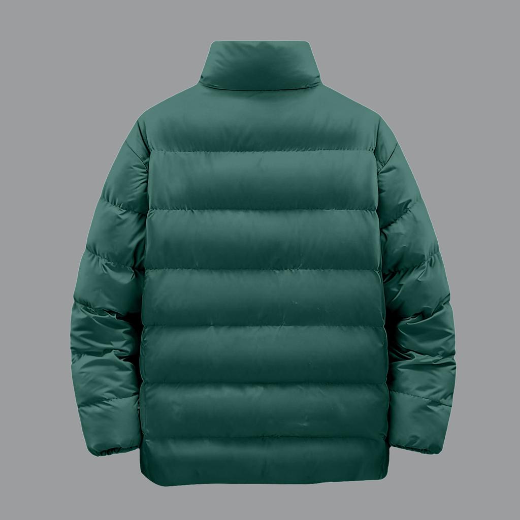 Men's Casual Solid-color Stand-up Collar Cotton-padded Jacket, Men's Thick And Warm Long-sleeved Coat With Added Cotton