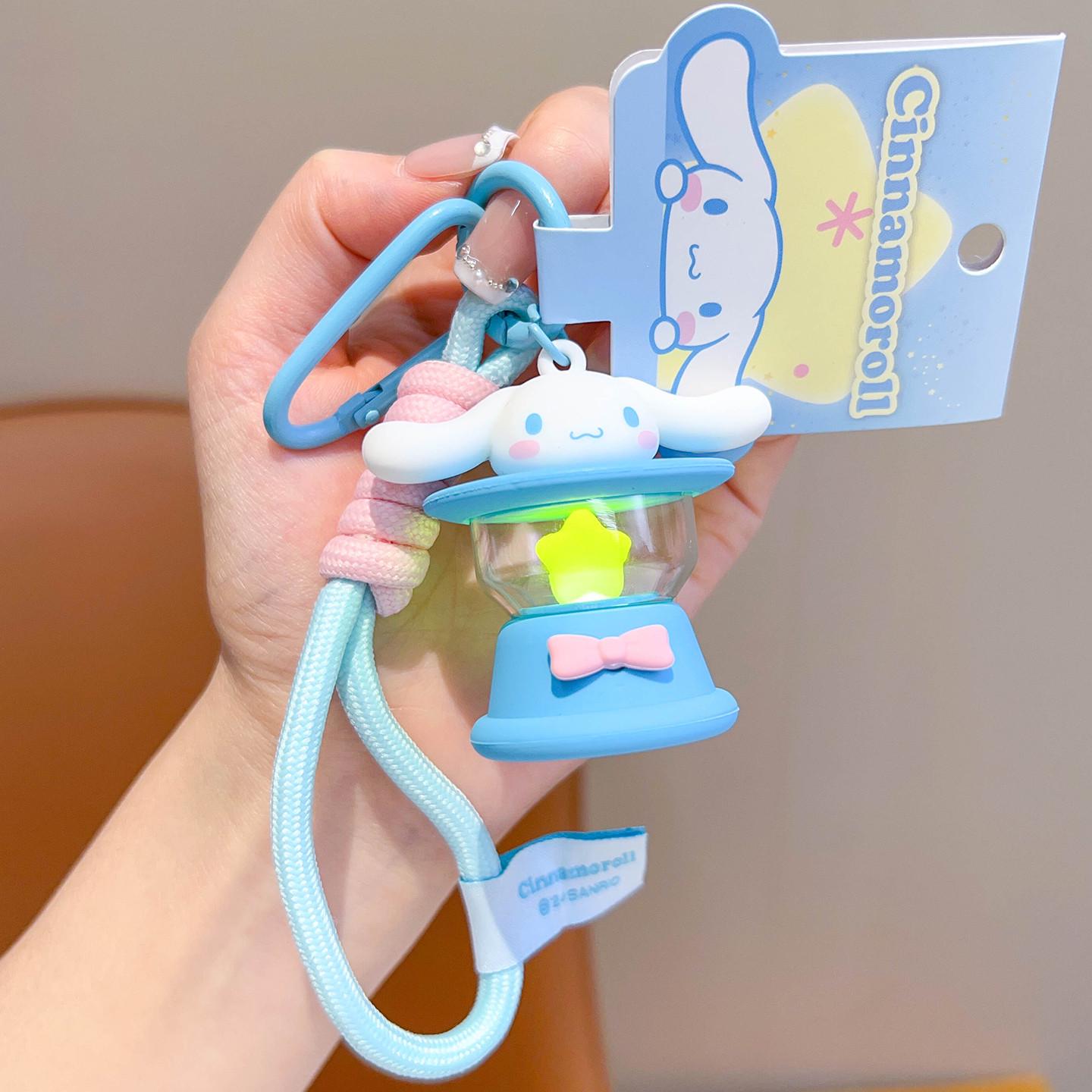 Sanrio Family Kerosene Night Light Keychain: Cute Cartoon Backpack Pendant Gift