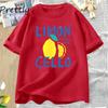 Lemon Print Women T Shirt Summer Vacation T-Shirt Retro Graphic Tee Cotton Short Sleeve Vintage Clothes