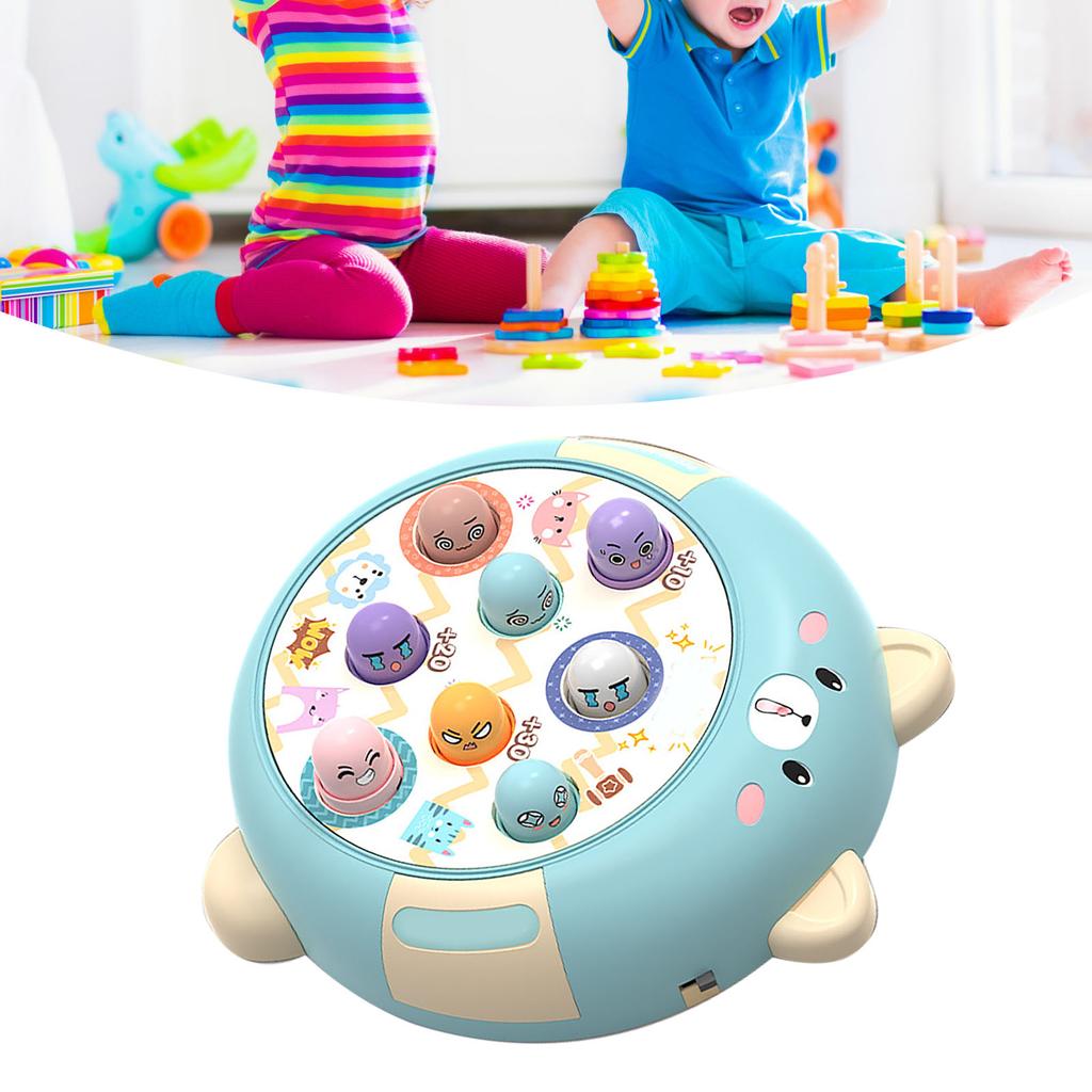 Interactive Whack Toy for Kids 360 Degree Rotating Cute Emoticon Music Light Hammering Pounding Toy