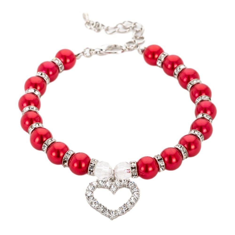 Imitation Pearl Cute Dog Necklace Pet Collar Accessories Jewelry Neck Chain For Small Dogs Large Dog Cats 5 colors