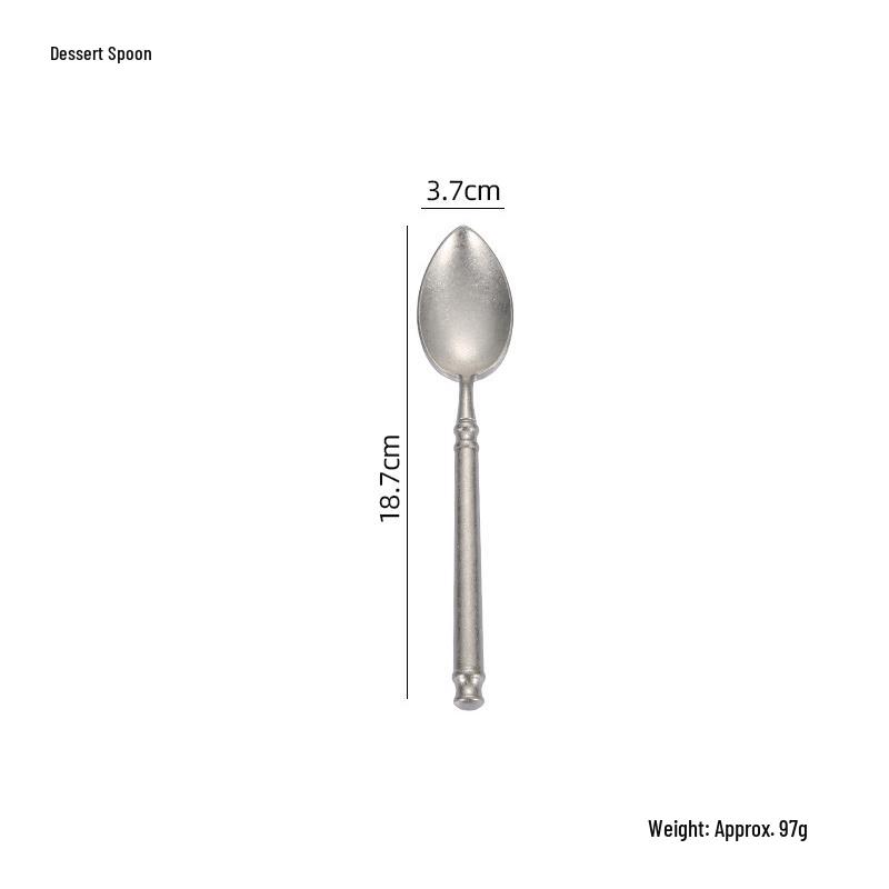 Japanese Snowflake 304 Stainless Steel Matte Cutlery Set: Retro Western Style Steak Knife, Dessert Spoon, Fork.