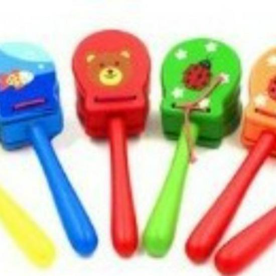 Spanish Wooden Castanets with Long Handles – Children s Orff Percussion Instruments and Dance Clappers
