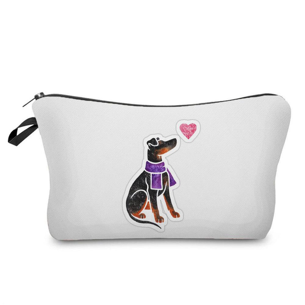 Women Dog Print Cosmetic Bag Toiletries Organize Travel Storage Case  6402