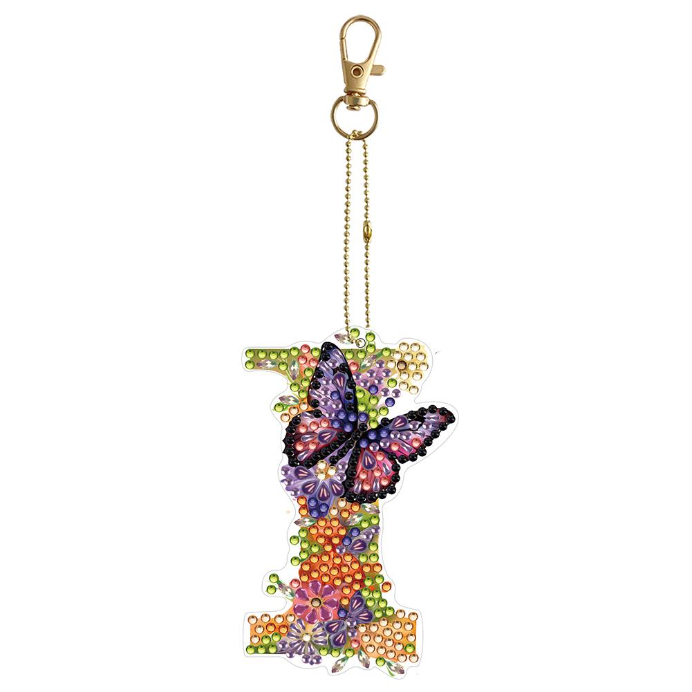 

Special Shaped DIY Diamond Painting Keychain Diamond Art Key Rings Lettter Full Drill Diamonds Pendants for Beginners Home Decor