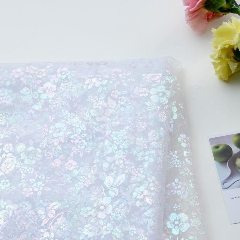 1/3/5 jardów iridescentna gradientowa drukowana tkanina siatkowa na ręcznie robione DIY szycie odzieży spodni spódnic akcesoria dekoracyjne wykończenia kokardek