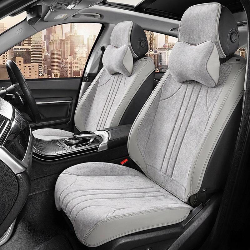 Full Coverage Velvet Chenille Car Seat Cover for All Seasons - Leather Sedan Cushion