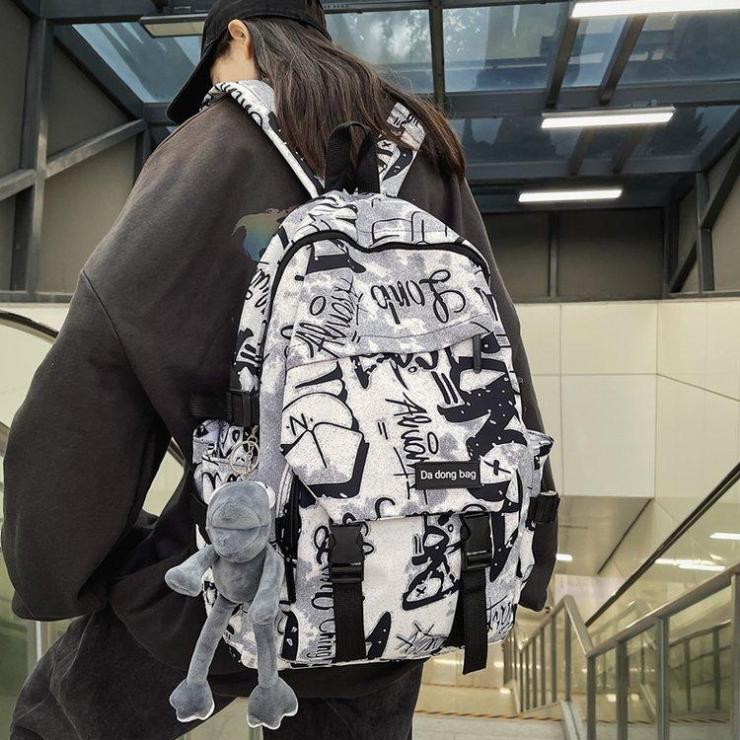 Backpack Men's High-Capacity Graffiti Backpack Casual Student Schoolbag ARI