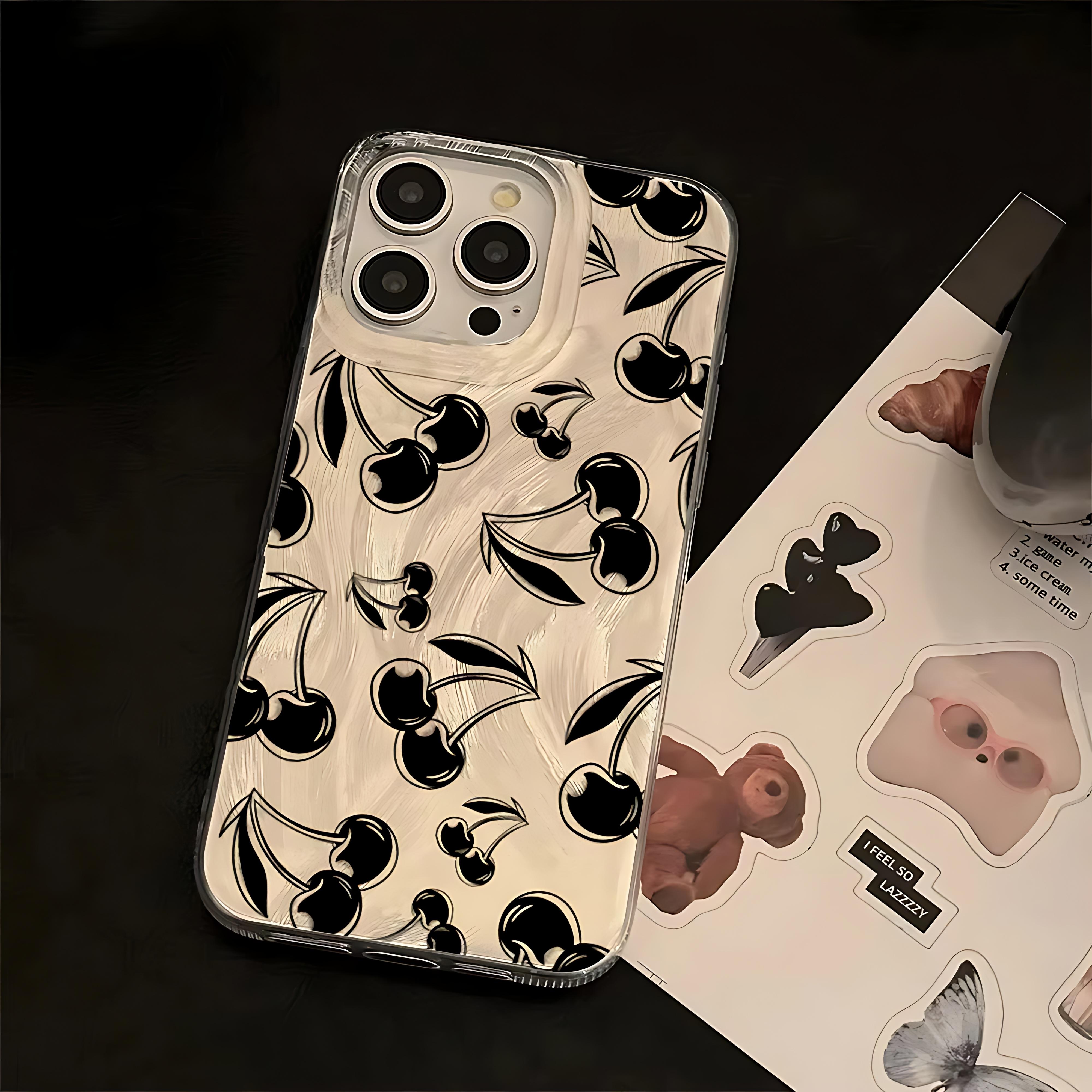 

Retro Black Cherry Feather Phone Case for Xiaomi Redmi Note 14 13 12 12s 11 11s 10 9 9s 8 7 Pro Plus 4G 5G Feather Texture Cover Redmi Note 8 4G