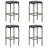 Day and Night - Day and Night High Stools with Cushions 4 Pcs Gray Synthetic Rattan