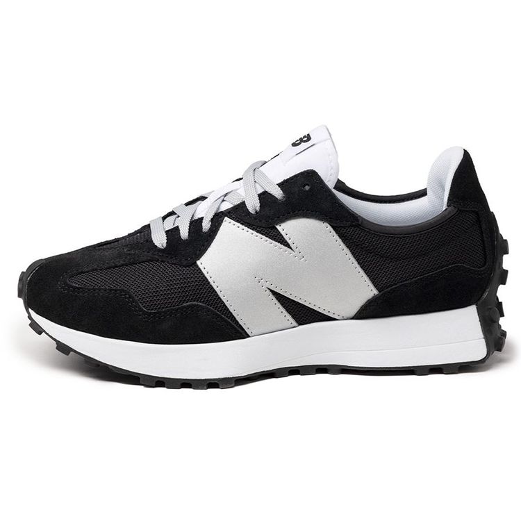 Кроссовки унисекс New Balance 327 черные металлик серебристого цвета MS327MM1 37