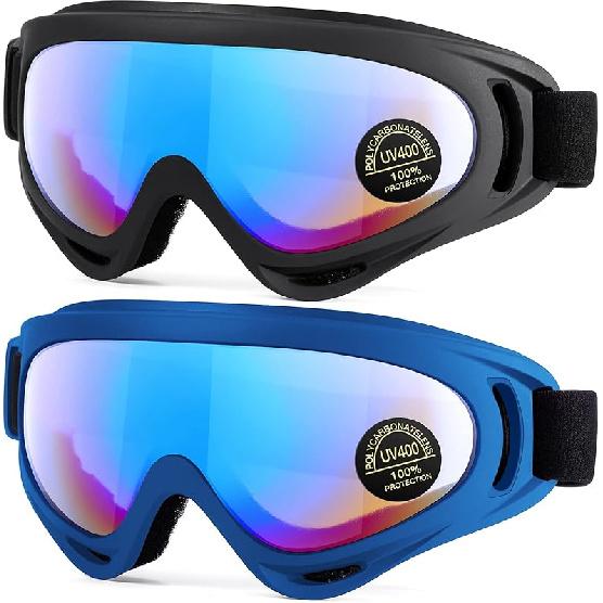 Kids Motorcycle Goggles - 2-Pack Dirt Bike Off-Road Racing Goggles For Boys & Girls