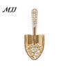 Oxidation Resistant Pin Mini Rhinestone Shovel Brooch, Men Women Golden Lapel Pin, Accessory Decorative Badge Jewelry for Clothes Bag Hat Scarf