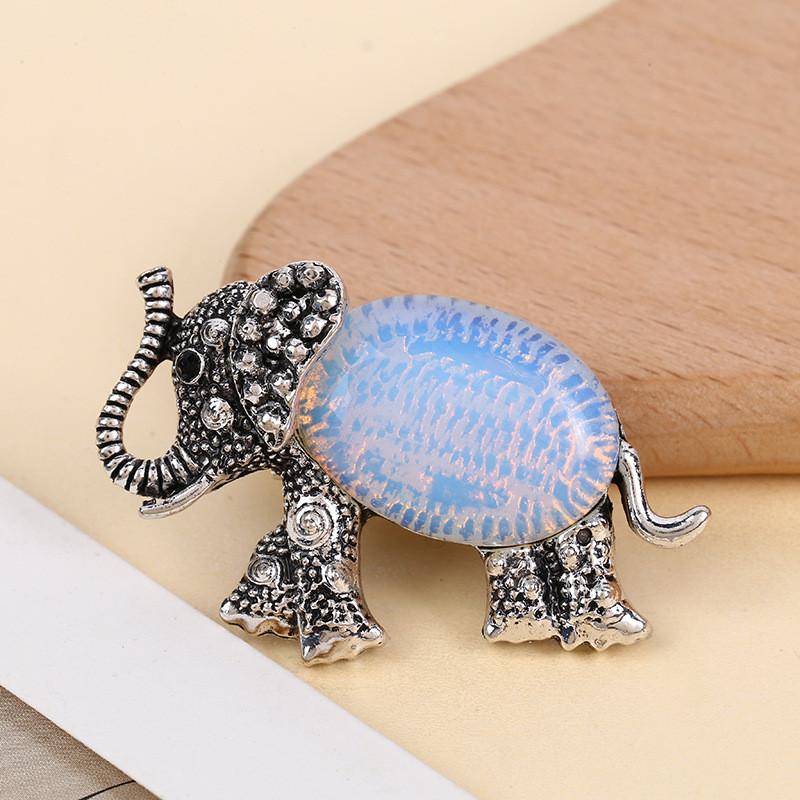 Animal Embossed Shell Inlay Lucky Elephant Brooch Pin For Men Women Decor
