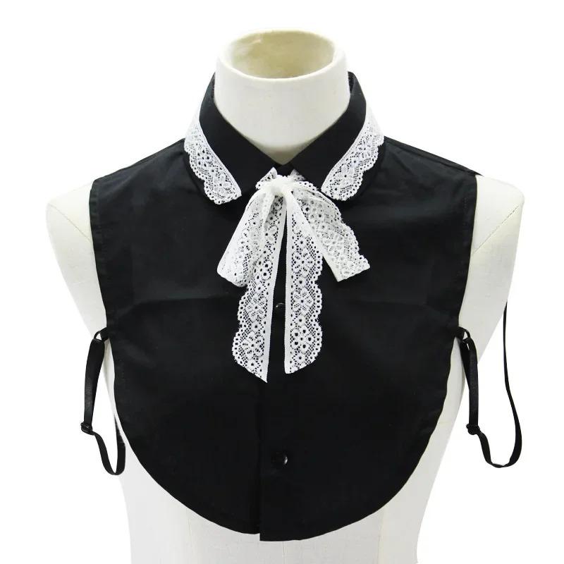 Women Cotton Fake Collar Girls Black Shirt Lapel False Collars Neck Tie Detachable Collar Blouse Top Women Clothes Decor