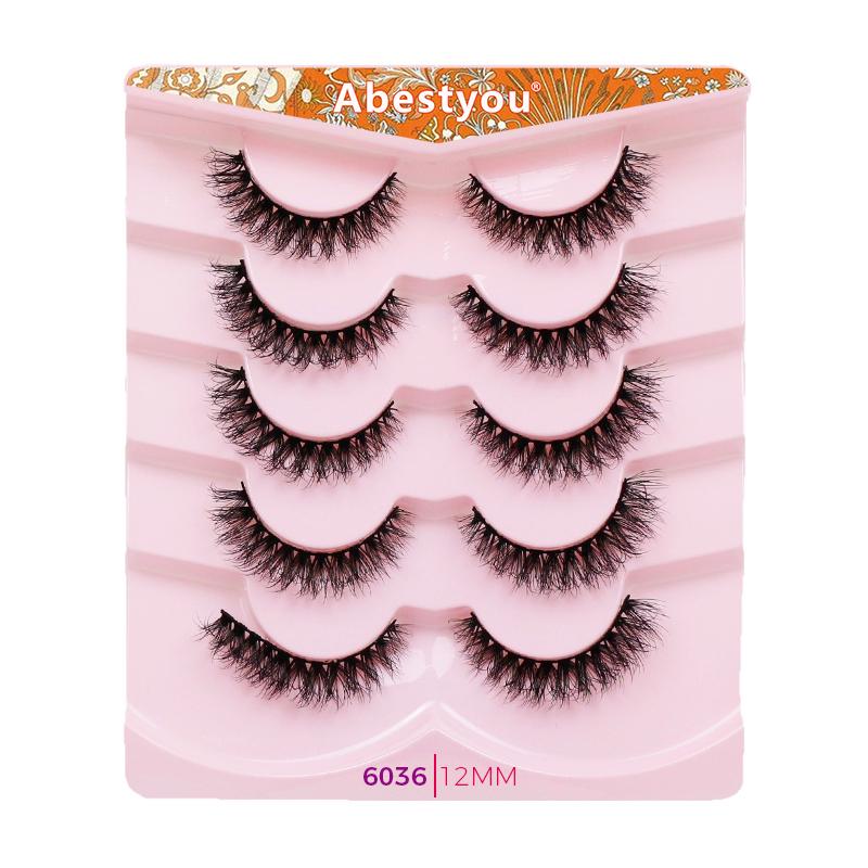 Abestyou Fluffy Cross False Eyelashes Mixed Volume Strips Lashes Reusable Natural Look 3D Full Strip Fluffy Lashes 6036