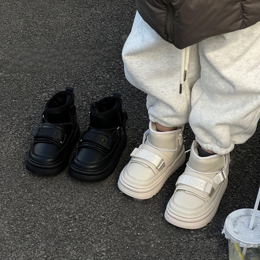 Bottes de Neige pour Enfants Chaussures Décontractées Mode Bottes Chaudes en Coton pour Garçons Style Coréen Imperméables Grandes Chaussures en Coton