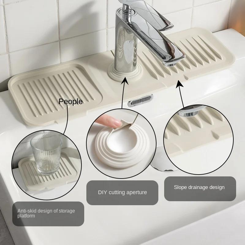 Tappetino per rubinetto in silicone, protezione anti-spruzzi per lavandino, tappetino di drenaggio per rubinetto, tappetini di asciugatura spessi, tappetini di protezione per piano di lavoro da cucina e bagno