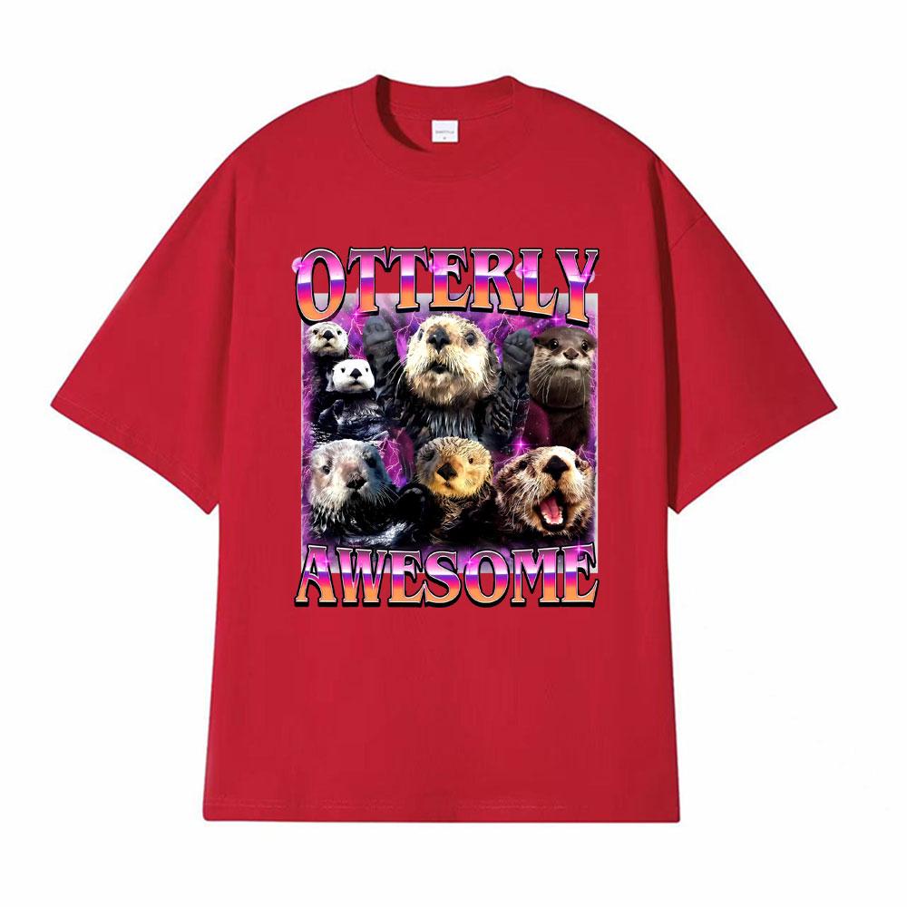

Otterly Awesome Vintage 90s Funny Otter Graphic Tshirts for Men Women Vintage Summer Tee Shirt Crewneck Oversized Loose T Shirt S