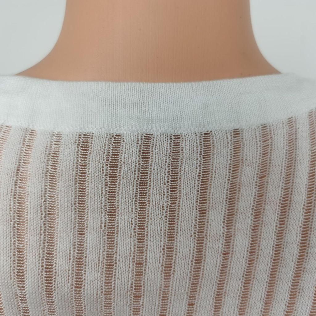 Neck Sleevewhite Long Round Women Elegant Striped See Through Outfits Tshirts Tees Skinny Club Tops