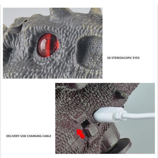 1 Set RC Dinosaur Toy 3D Eyes Lighting And Sound Simulation Walking