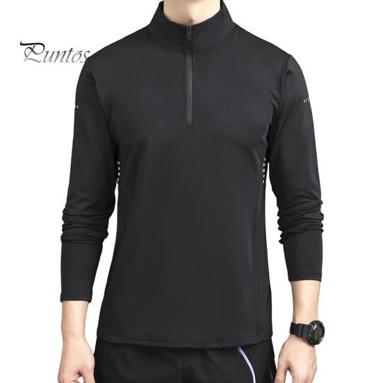 

Мужские спортивные рубашки с воротником-стойкой, полумолнией, однотонная приталенная толстовка с длинным рукавом, повседневная рубашка для осени и зимы M чёрный