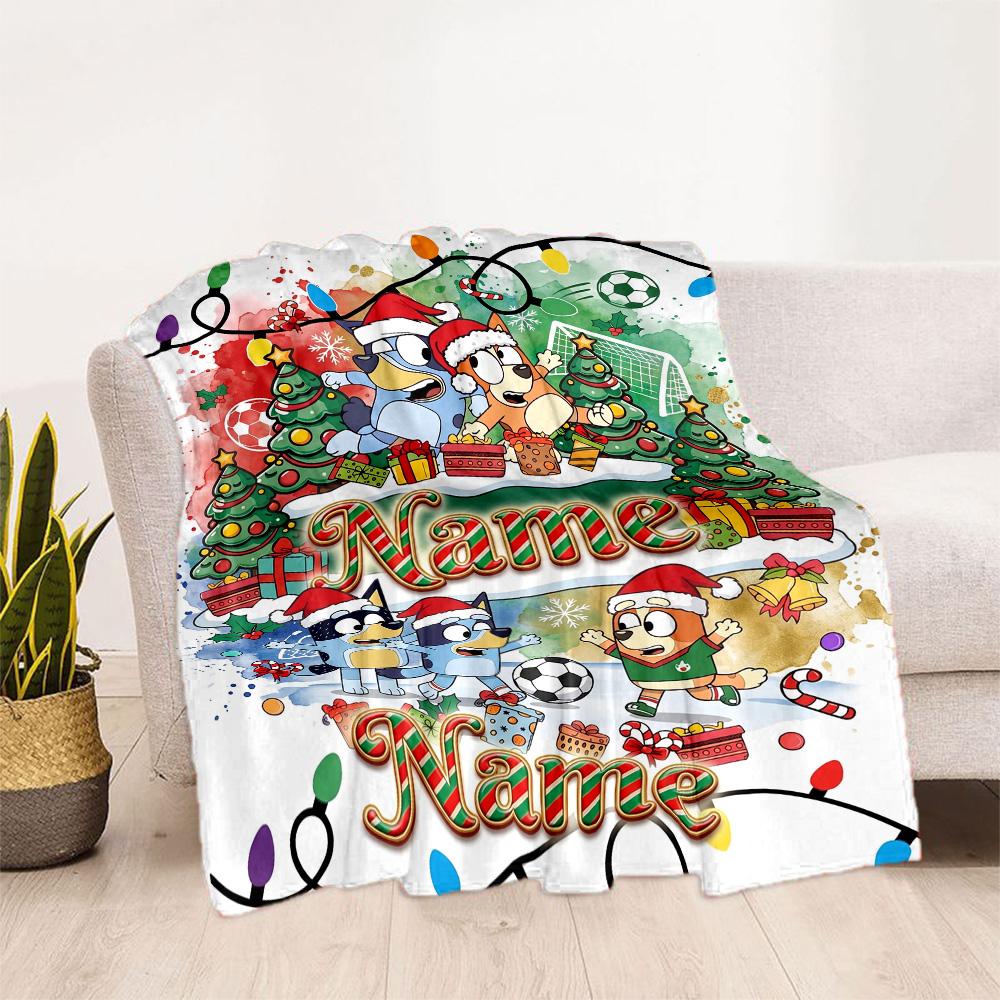 Christmas Adventure Pencilmates Customize Text Blanket Lightweight Personalized Blanket Warmthful Decor Perfect for Living Room Couch Sofa Picnics