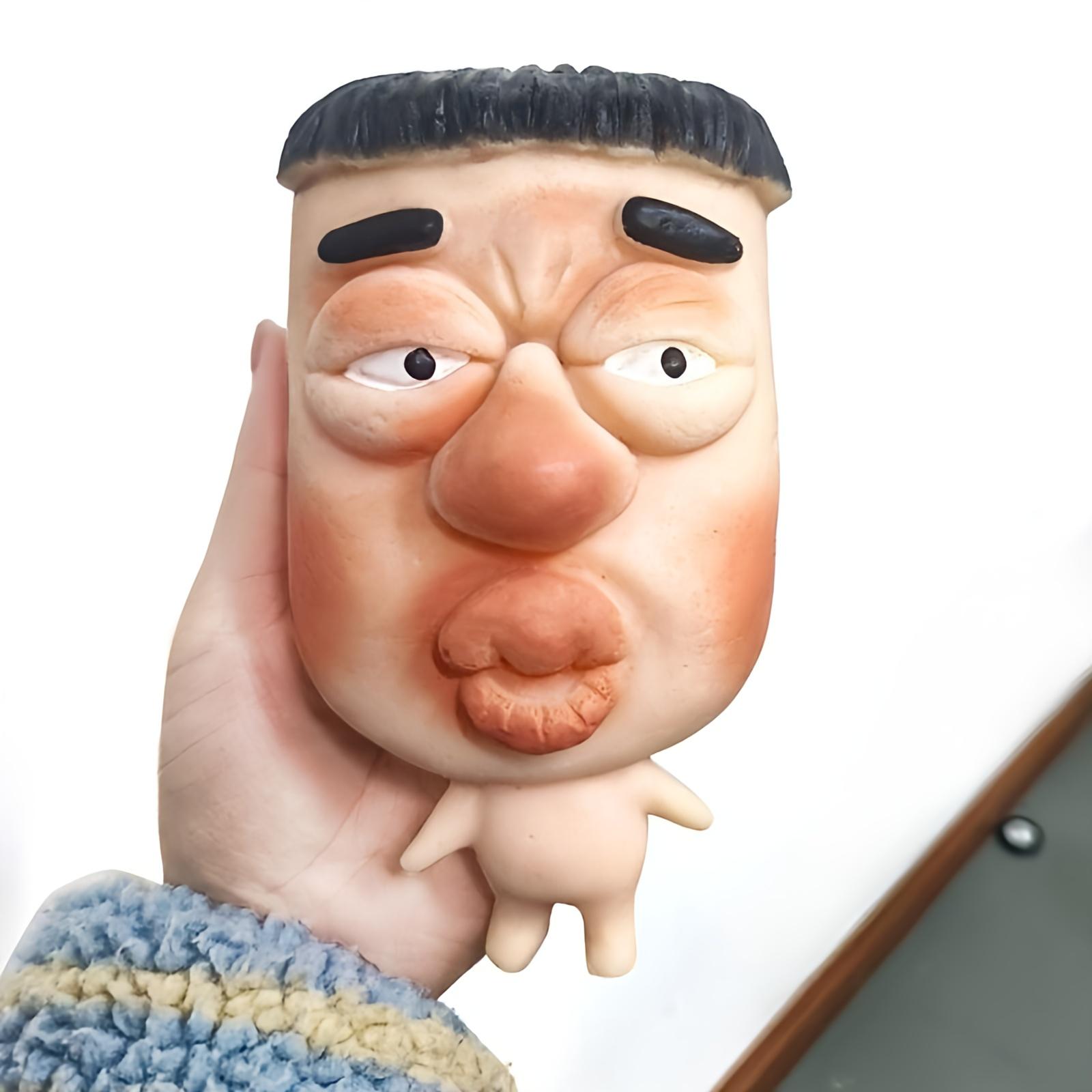 Grappige Grote Gezichtsvorm TPR Sensorisch Squishy Speelgoed Zacht Rubber Materiaal Speelgoed Langzame Terugslag Fidget Speelgoed voor Vrienden Stressverlichting Cadeau