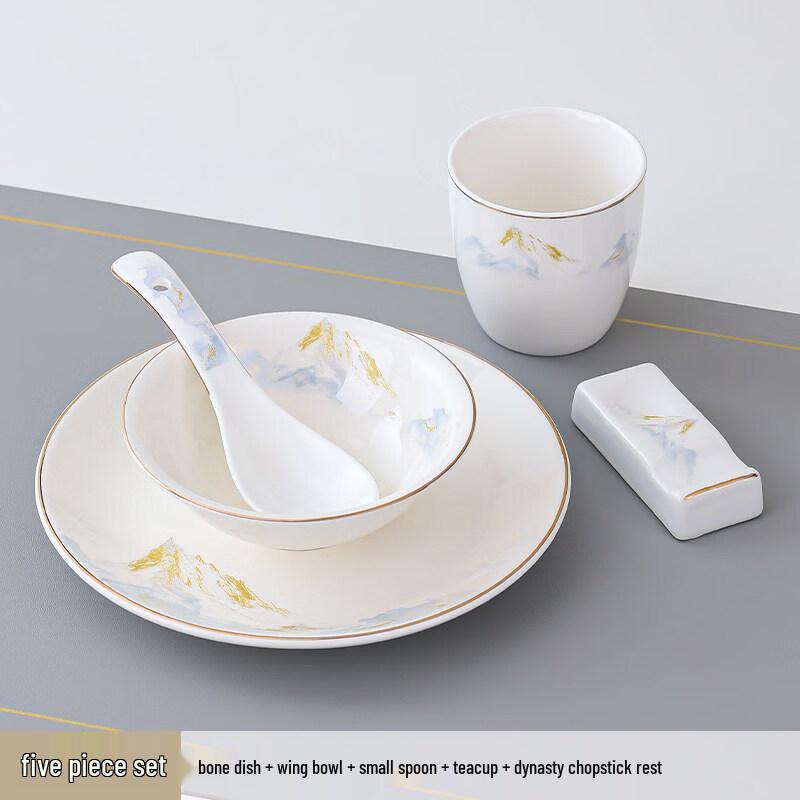 New Chinese Style Continuous Mountains Ceramic Tableware Set