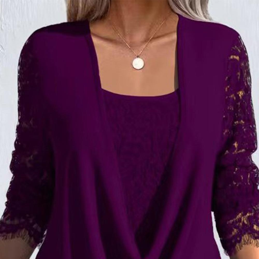 Kvinners blonder strikket langermet bluse Topper Dame Casual Løs plissert T-skjorte T-skjorte