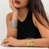 PuRui Trendy Thin Iron Wire Weave Cuff Bracelet for Women Geometric Wide Bangle Ladies Party Zircon Big Bracelets Wedding Girls