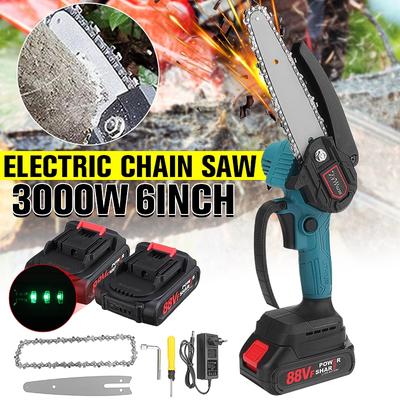 Mini 3000W Rechargeable Cordless Electric Saw Portable Woodworking Chainsaw Chain Saw Pruning Saw Cutting Tool With 1/2 Battery