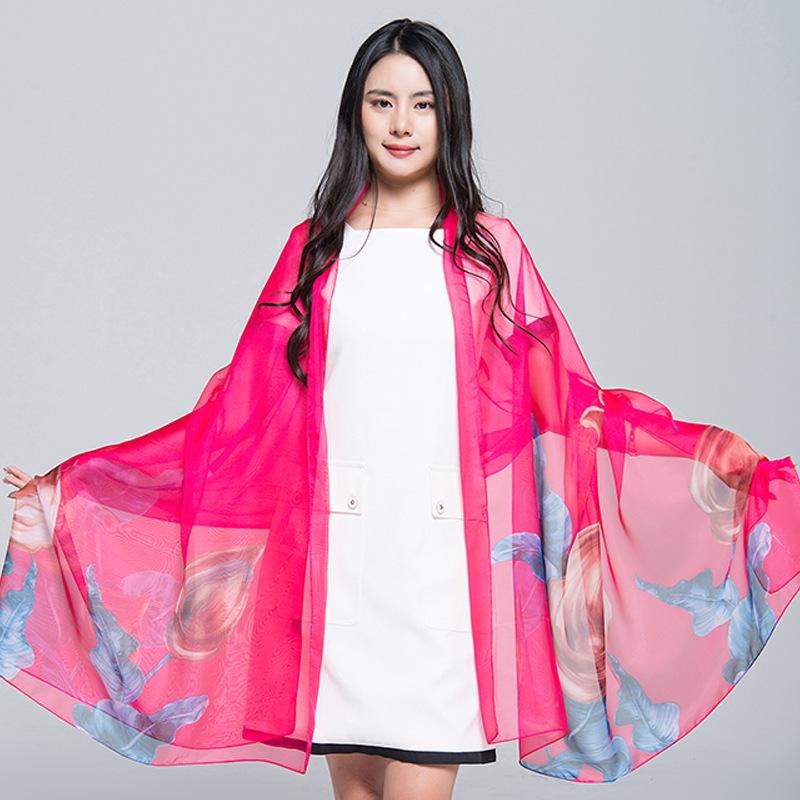 Extra Large Korean Style Chiffon Scarf - Versatile Beach Towel and Sun Protection Shawl for Women