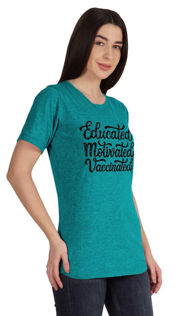 Inkmeso Educated Motivated Vaccinated Funny Pro-Vaccine T-shirt Tops For