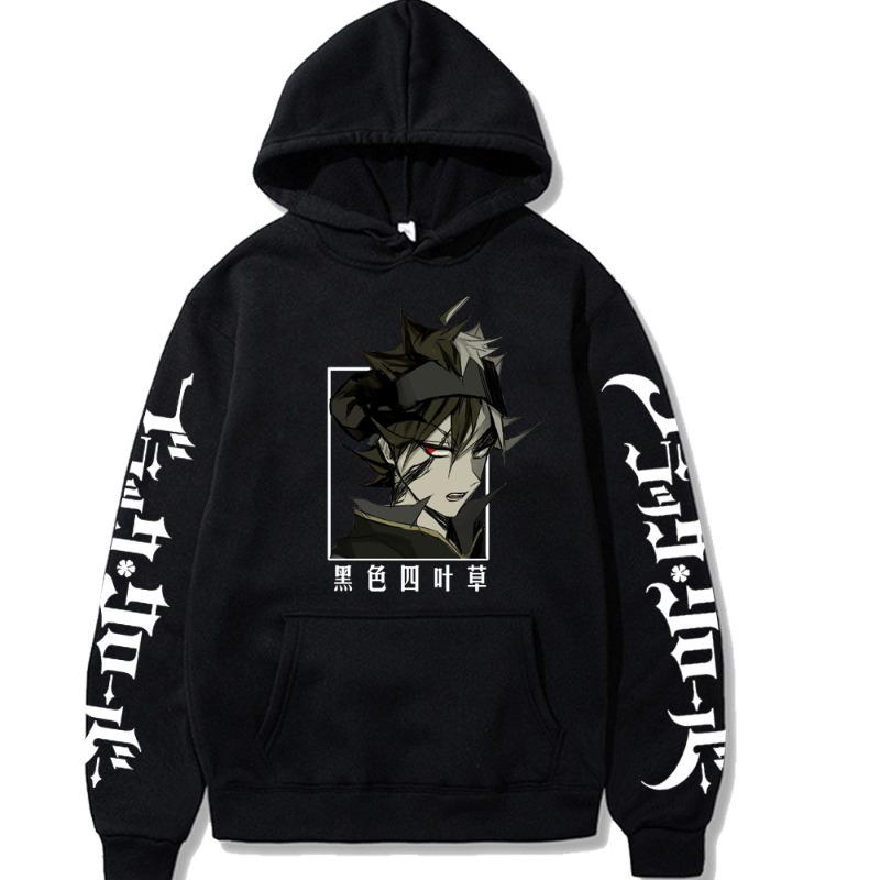 Burakku Asuta Black Clover Printed Graphic Hoodies Vintage Oversized Hooded Long Sleeves Hoodie Men Women Clothes
