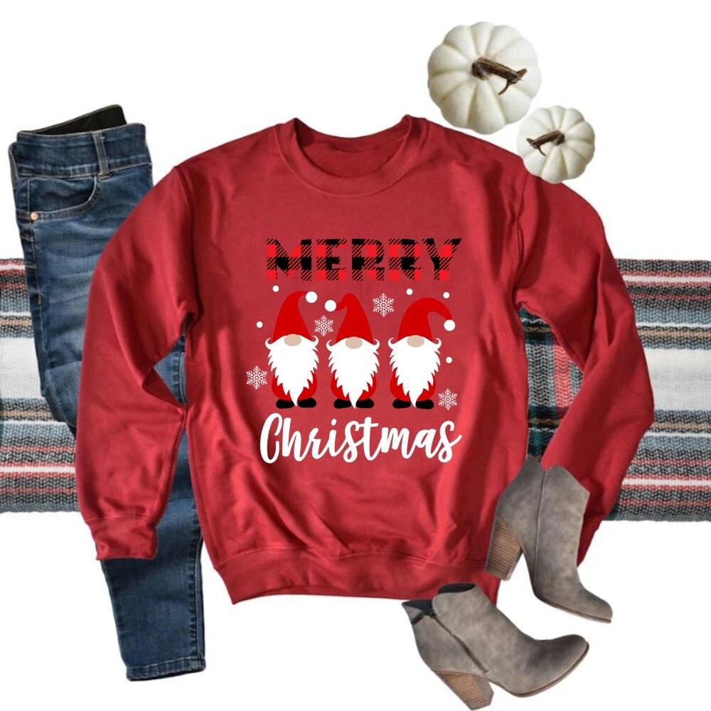 

Толстовка унисексСвитшот «Рождественские гномы» Толстовка с милыми гномами Рубашка в клетку «Баффало» Забавные рождественские толстовки унисекс 4XL