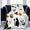 Soft Blankets Horror Halloween Pumpkin Bat And Ghost Throw Blanket Trick or Treat Flannel Bedspread For Home Decor Bed Cover