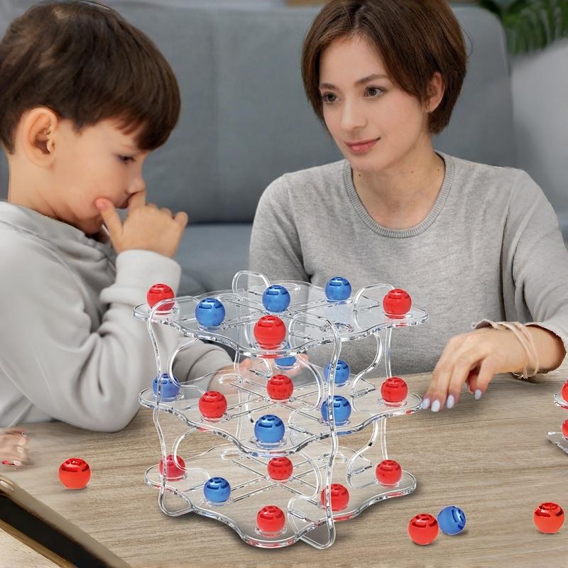 1 Set Interactive Chess Board Game Toy 3D Tic-Tac-Toe Game Easy To Play Educational Toys Squares Strategy Table Games