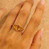 Hexagon and Baguette Citrine Ring – Art Deco Yellow Gemstone Ring - Gold Plated 925 Sterling Silver Jewelry Gift