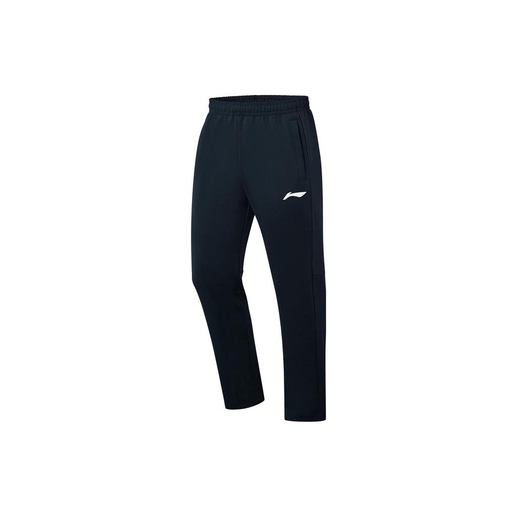 Li Ning Ping Pong Champion Series Solid Color Logo Straight Leg Knitted Sports Pants Unisex Pants Black AKLT239-1