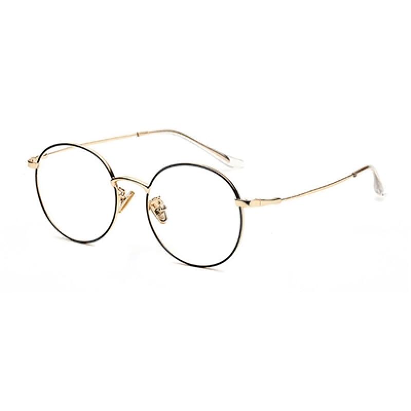 LK77507 Classic Round Glasses Frame_C5 GOLD BLACK