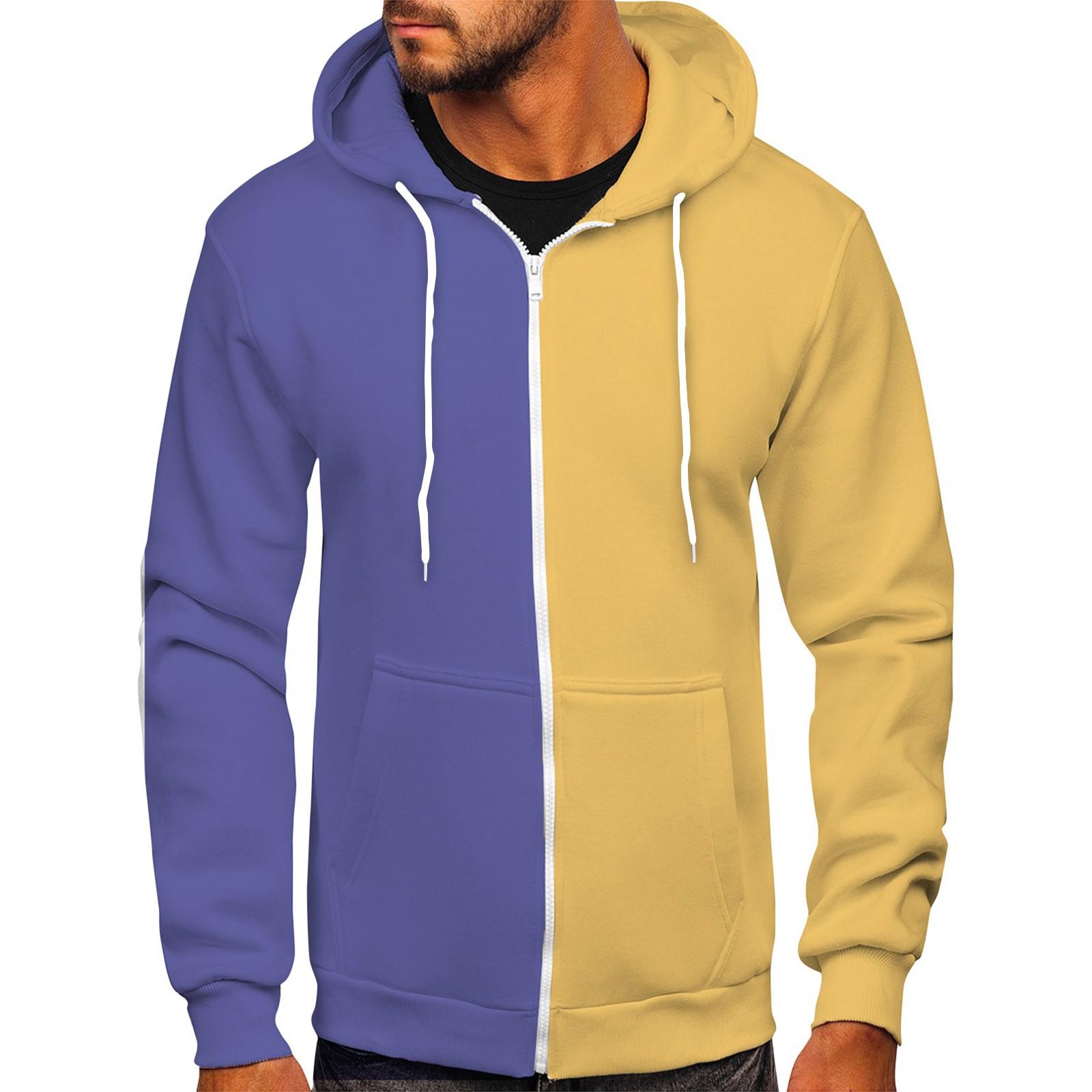 

Чоловічий спортивний светр Модний контрастний светр з капюшоном Clush Чоловічий повсякденний спортивний светр XXXXXXL синій