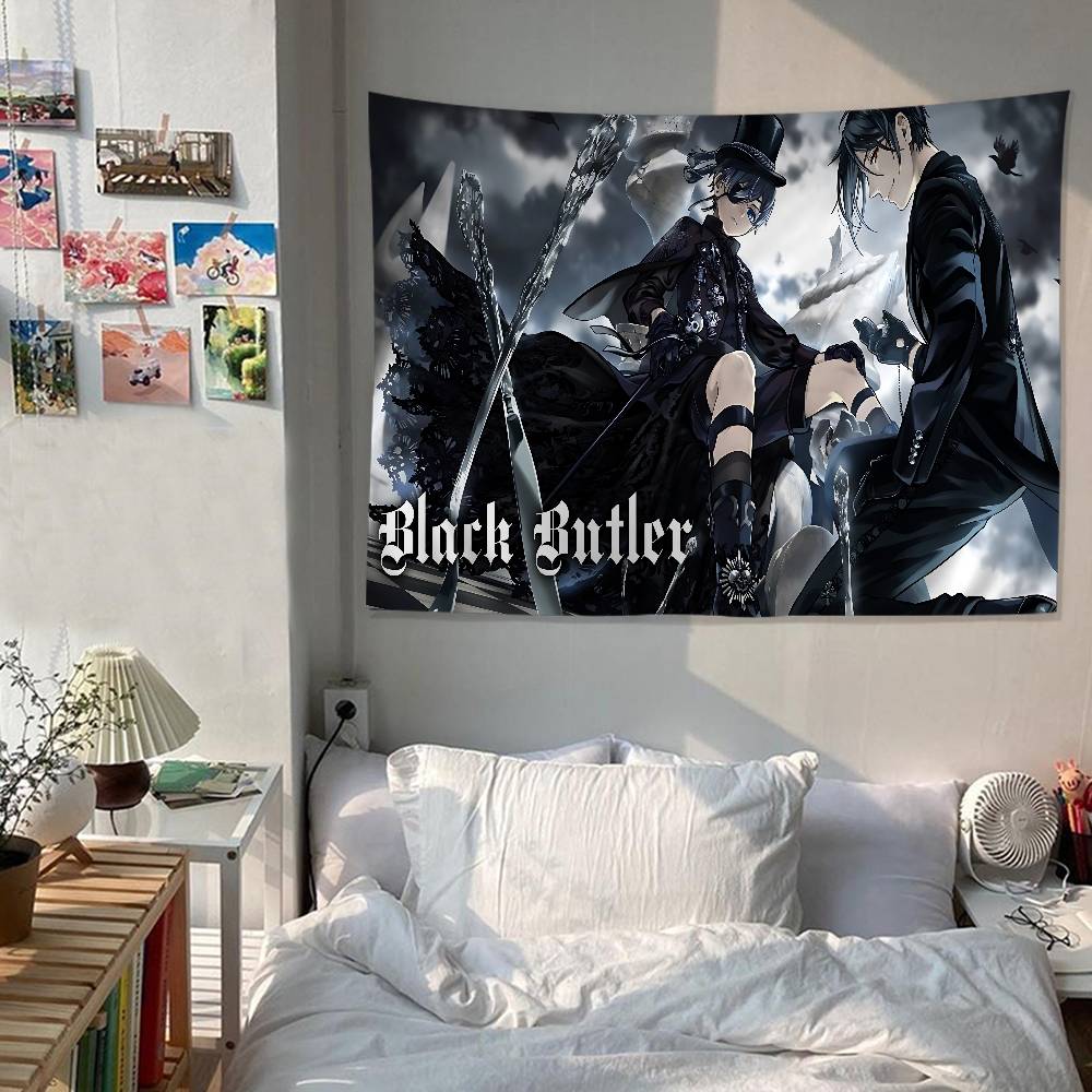 BBlack Anime BButler DIY Wall Tapestry For Living Room Home Dorm Decor Wall Art Decor