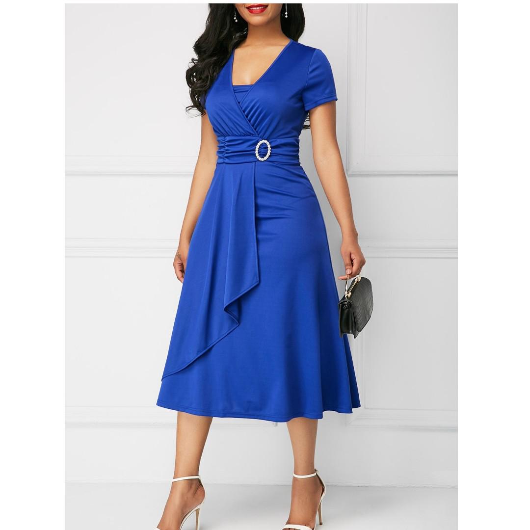 

Плюс Размер S-5XL Женское Vogue Сексуальное Асимметричное Подол с V-образным Вырезом Женское Мини-Платье Eleagnt Вечерние Вечерние Платья XL синий