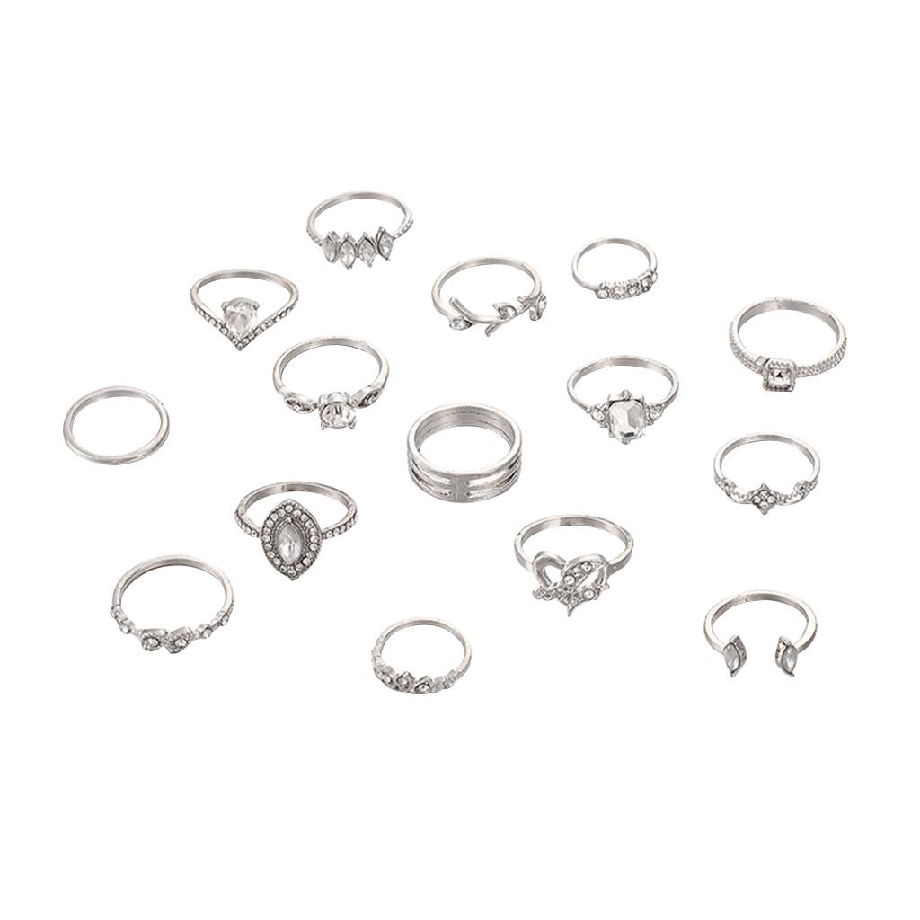 Boutique Creative Minimalist Black Flower Combination 15- Piece Ring