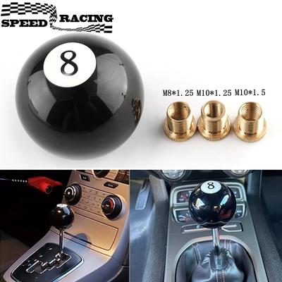 Schwarzer 8-Ball Billard Runder Schaltknauf, Acryl Geschwindigkeits-Schalthebel mit 3 Adaptern Universelle Passform für Schaltfahrzeuge