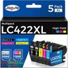 5 Pack Lc422Xl Compatible With Brother Lc422 Lc422Val Lc422Xl Cartridge For Brother Mfc-J5345Dw Mfc-J5340Dw Mfc-J5740Dw Mfc-J6940Dw