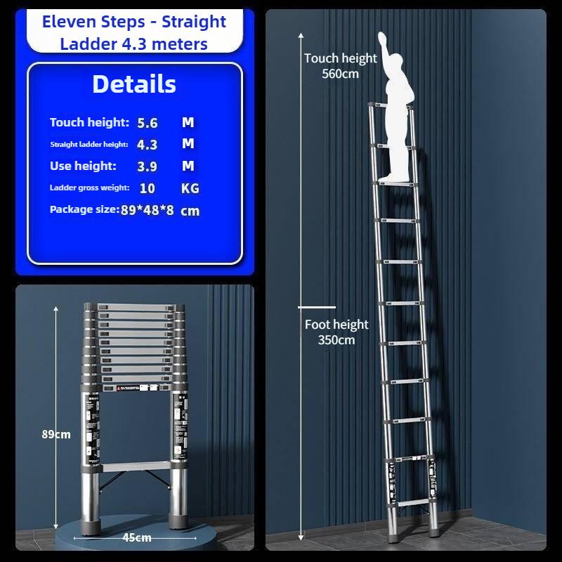 Portable Folding Step Ladder Stainless Steel Telescopic Ladder Multi Functional Household Herringbone Ladder